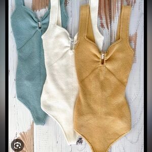 Yellow hardware knit body suit